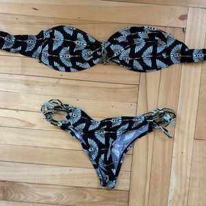 Stylish Black and Blue Bikini Set